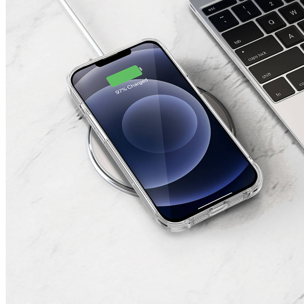 iPhone 13 Pro Max Kılıf Airbagli Şeffaf Darbe Emici Silikon Tasarımlı Recci Clarity Serisi Kılıf Şeffaf