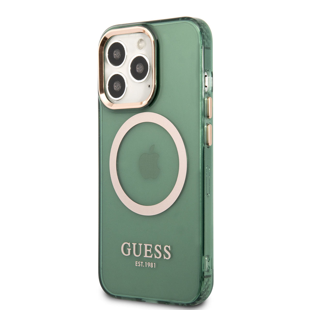 Apple iPhone 13 Pro Max Kılıf GUESS Magsafe Şarj Özellikli Airbagli Dizayn Kapak Yeşil
