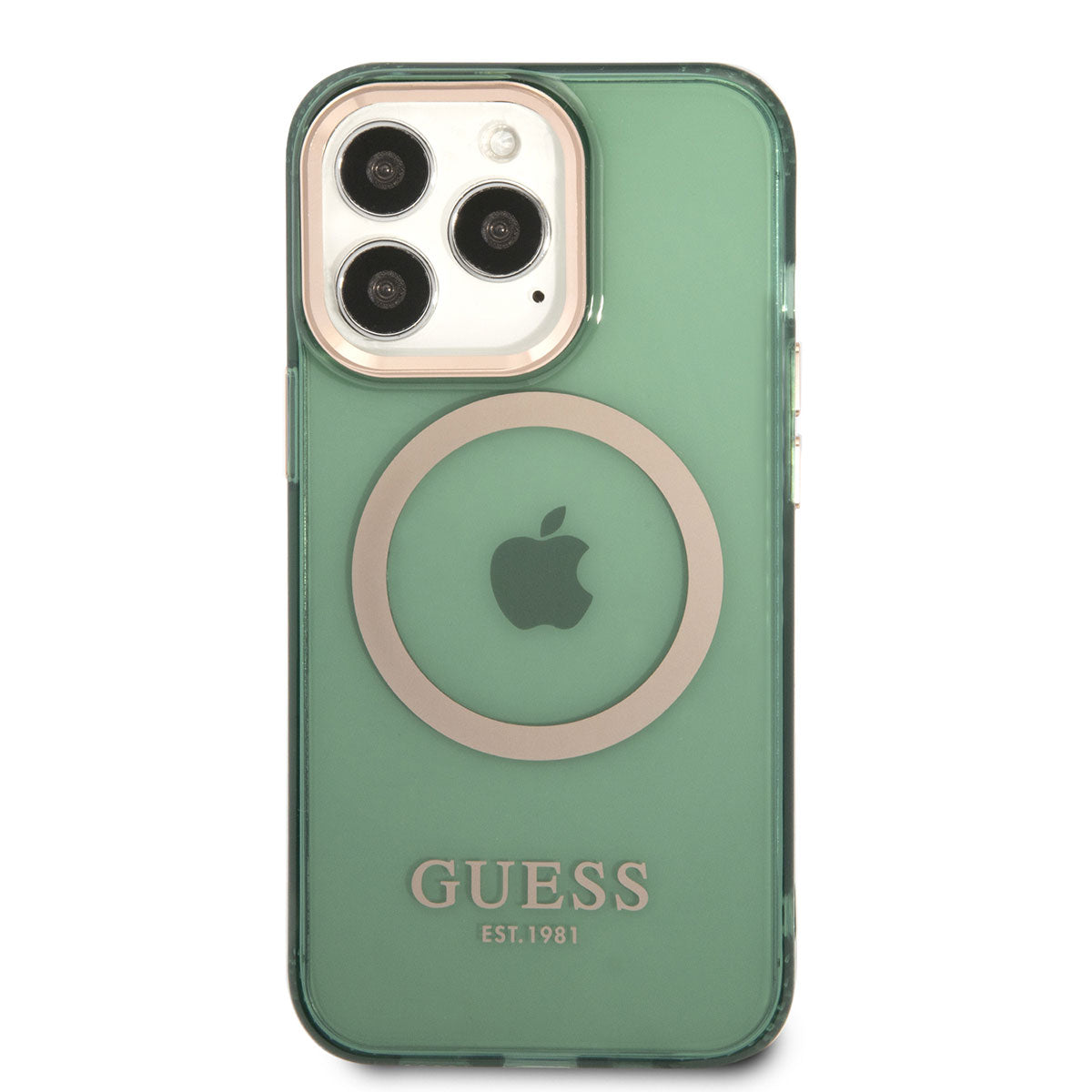 Apple iPhone 13 Pro Max Kılıf GUESS Magsafe Şarj Özellikli Airbagli Dizayn Kapak Yeşil