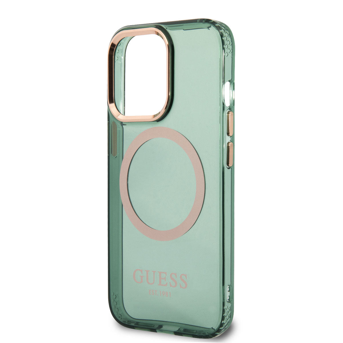 Apple iPhone 13 Pro Max Kılıf GUESS Magsafe Şarj Özellikli Airbagli Dizayn Kapak Yeşil