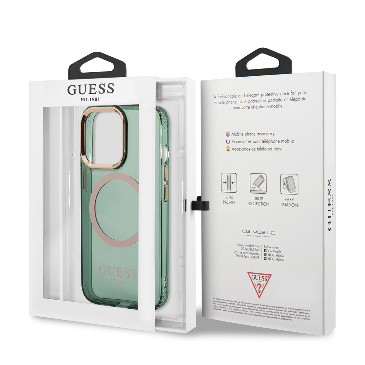 Apple iPhone 13 Pro Max Kılıf GUESS Magsafe Şarj Özellikli Airbagli Dizayn Kapak Yeşil