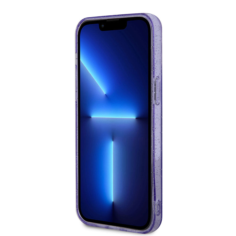 Apple iPhone 13 Pro Max Kılıf GUESS Magsafe Şarj Özellikli Glitter Kapak Mor