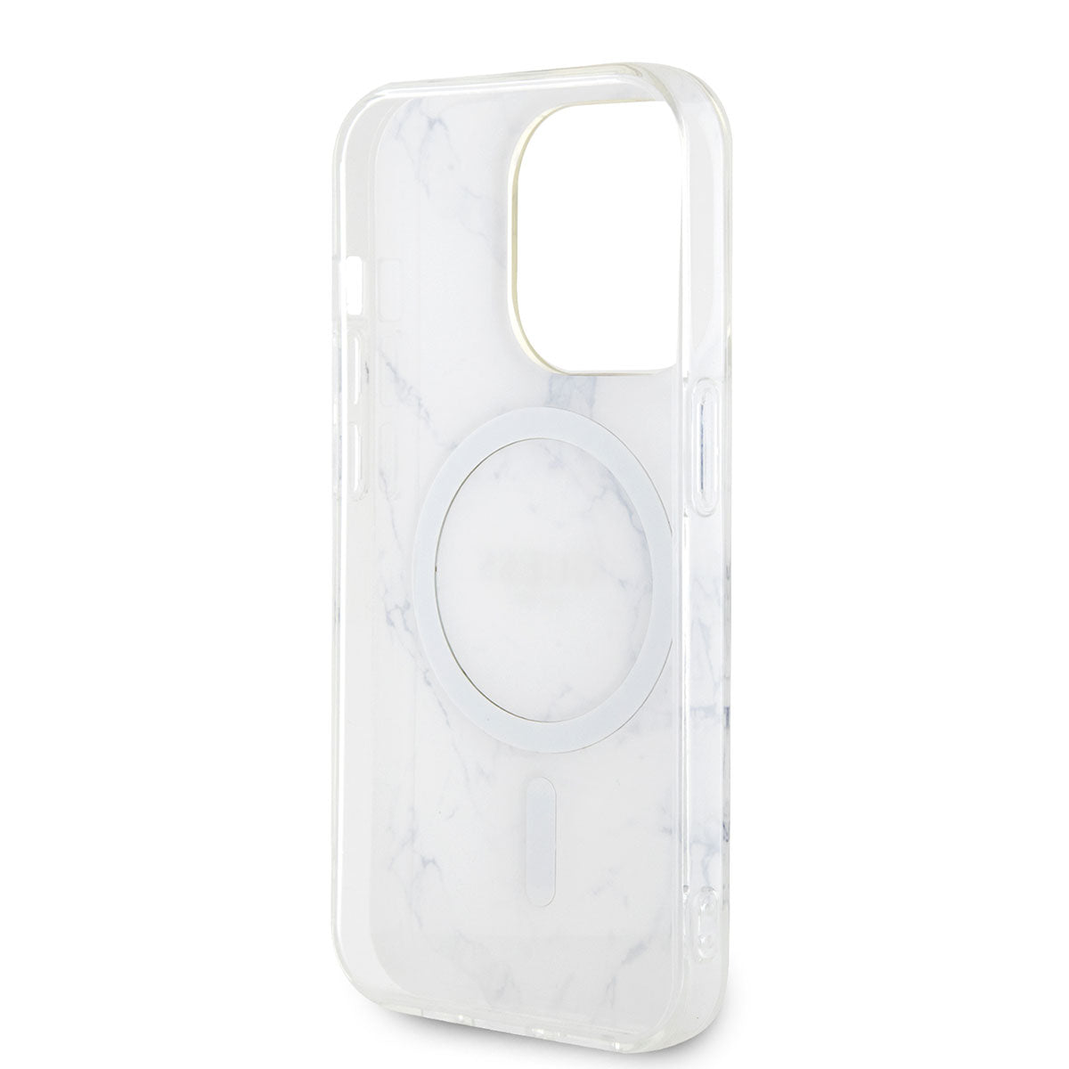 Apple iPhone 13 Pro Max Kılıf GUESS Magsafe Şarj Özellikli Mermer Desenli Kapak Beyaz