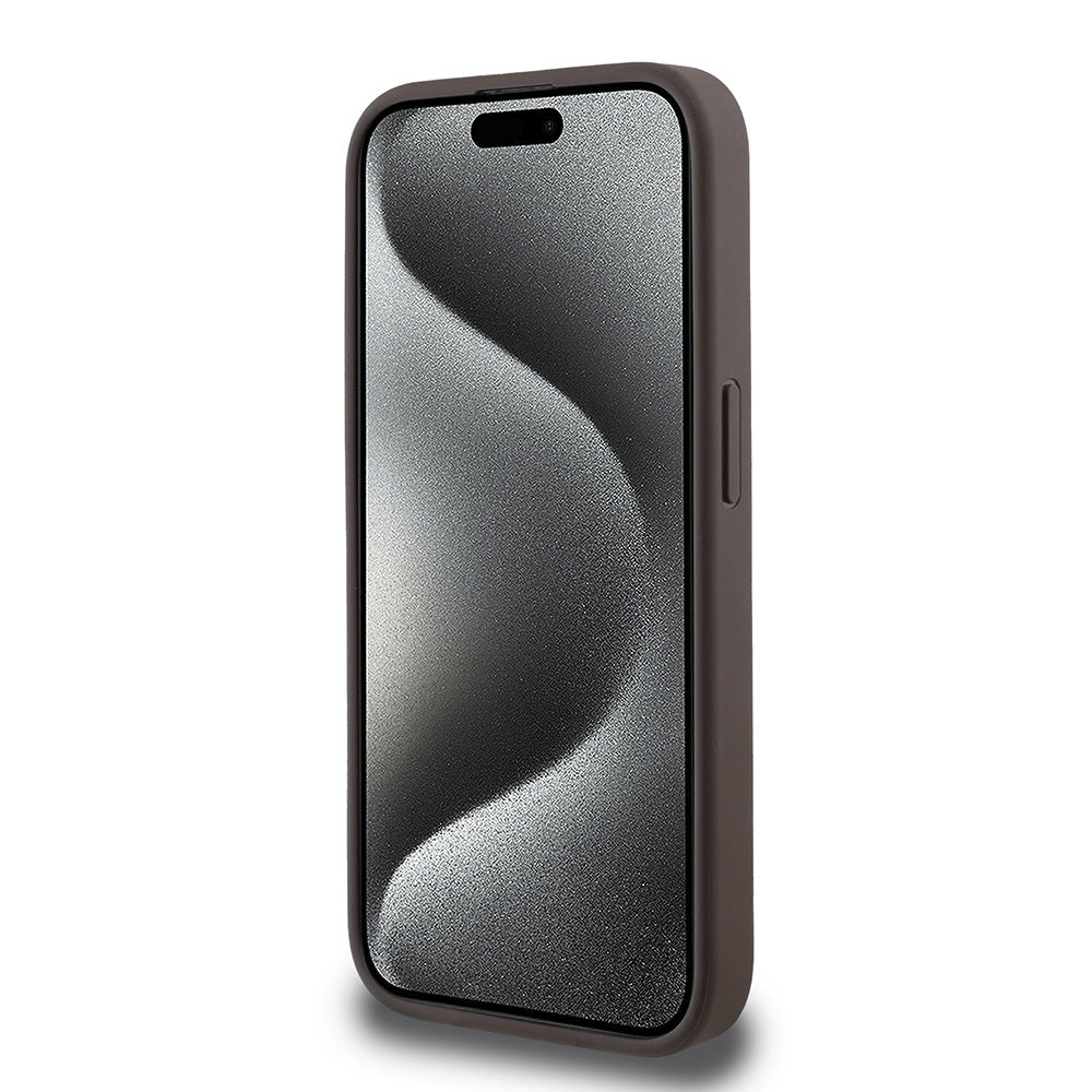 Apple iPhone 13 Pro Max Kılıf Guess Orjinal Lisanslı Magsafe Şarj Özellikli Small 4G Classic Kapak Kahverengi