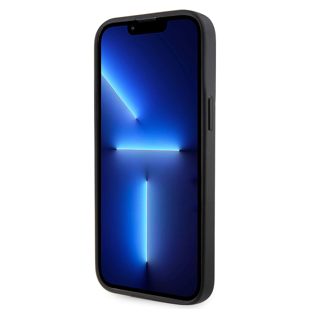 Apple iPhone 13 Pro Max Kılıf Guess Orjinal Lisanslı Taşlı Arka Yüzey Üçgen Logolu Kapak Gümüş