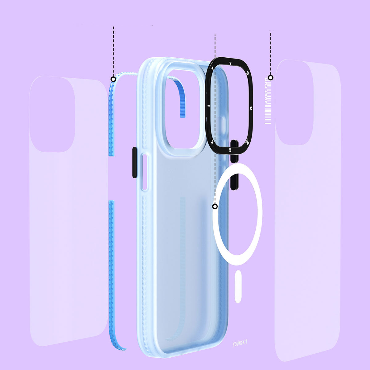 iPhone 13 Pro Max Kılıf Magsafe Şarj Özellikli Youngkit Colored Sand Serisi Kılıf Pembe