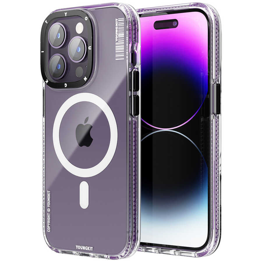 iPhone 13 Pro Max Kılıf Magsafe Şarj Özellikli YoungKit Exquisite Serisi Kılıf Mor