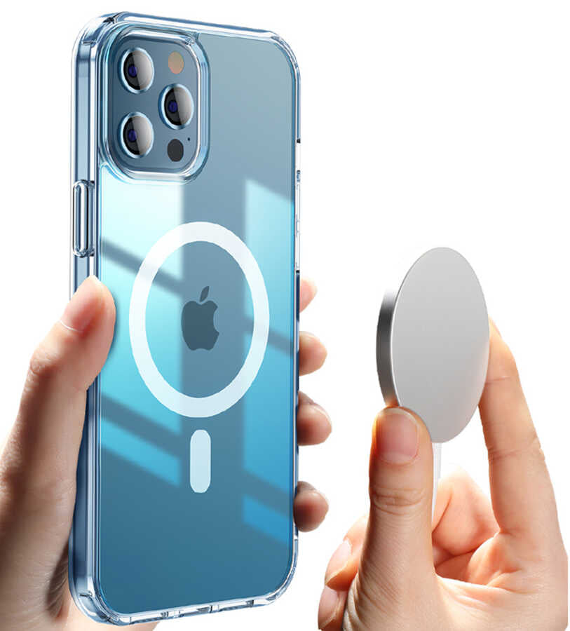 iPhone 13 Pro Max Kılıf Wiwu Magnetic Crystal Kılıf Renksiz