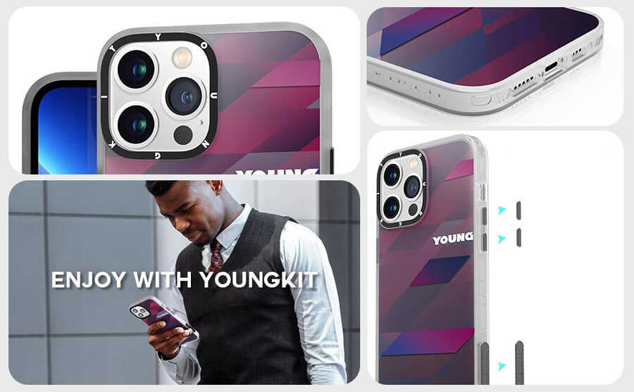 iPhone 13 Pro Max Kılıf YoungKit Klasik Serisi Kılıf CL003 Purple