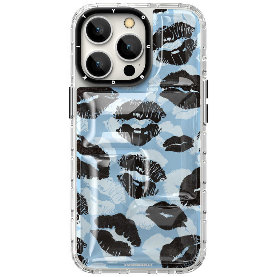 iPhone 13 Pro Max Kılıf YoungKit Leopard Article Serisi Kılıf Mavi