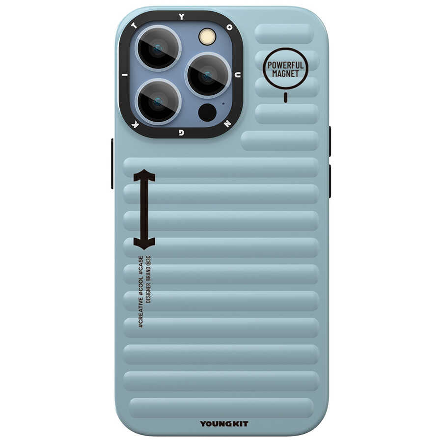 iPhone 13 Pro Max Kılıf YoungKit Plain Coloured Serisi Kılıf Mavi