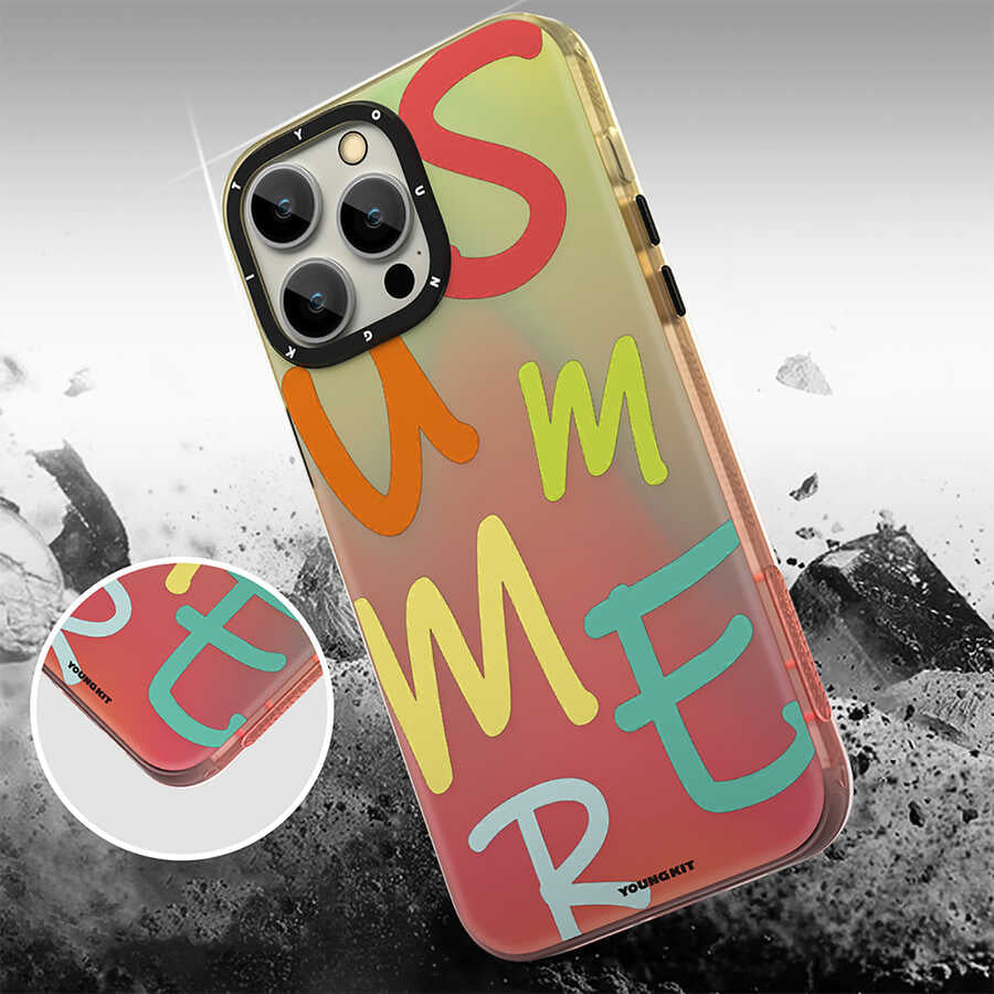 iPhone 13 Pro Max Kılıf YoungKit Summer Serisi Kılıf Turuncu