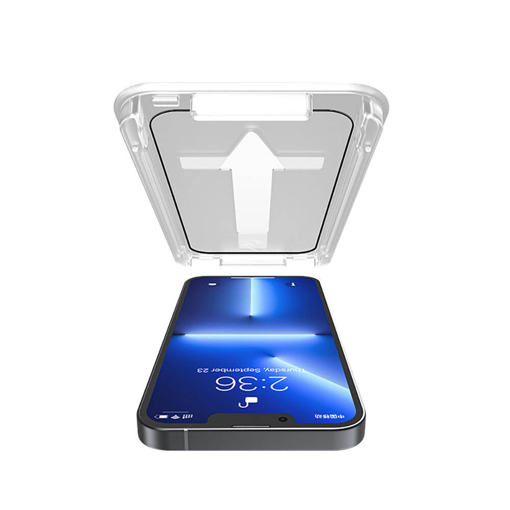 iPhone 13 Pro Max Recci RSP-A11 HD Temperli Cam Ekran Koruyucu + Kolay Uygulama Aparatlı Siyah