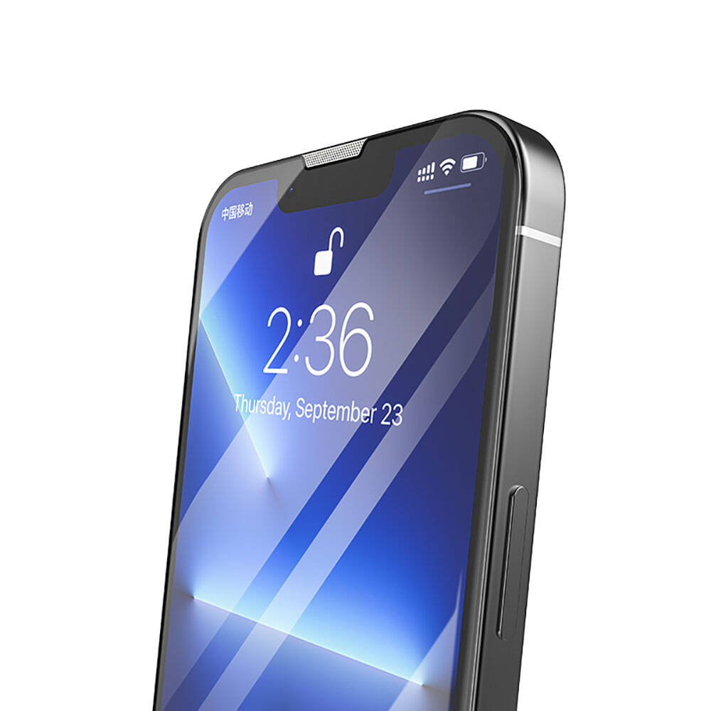 iPhone 13 Pro Max Recci RSP-A11 HD Temperli Cam Ekran Koruyucu + Kolay Uygulama Aparatlı Siyah