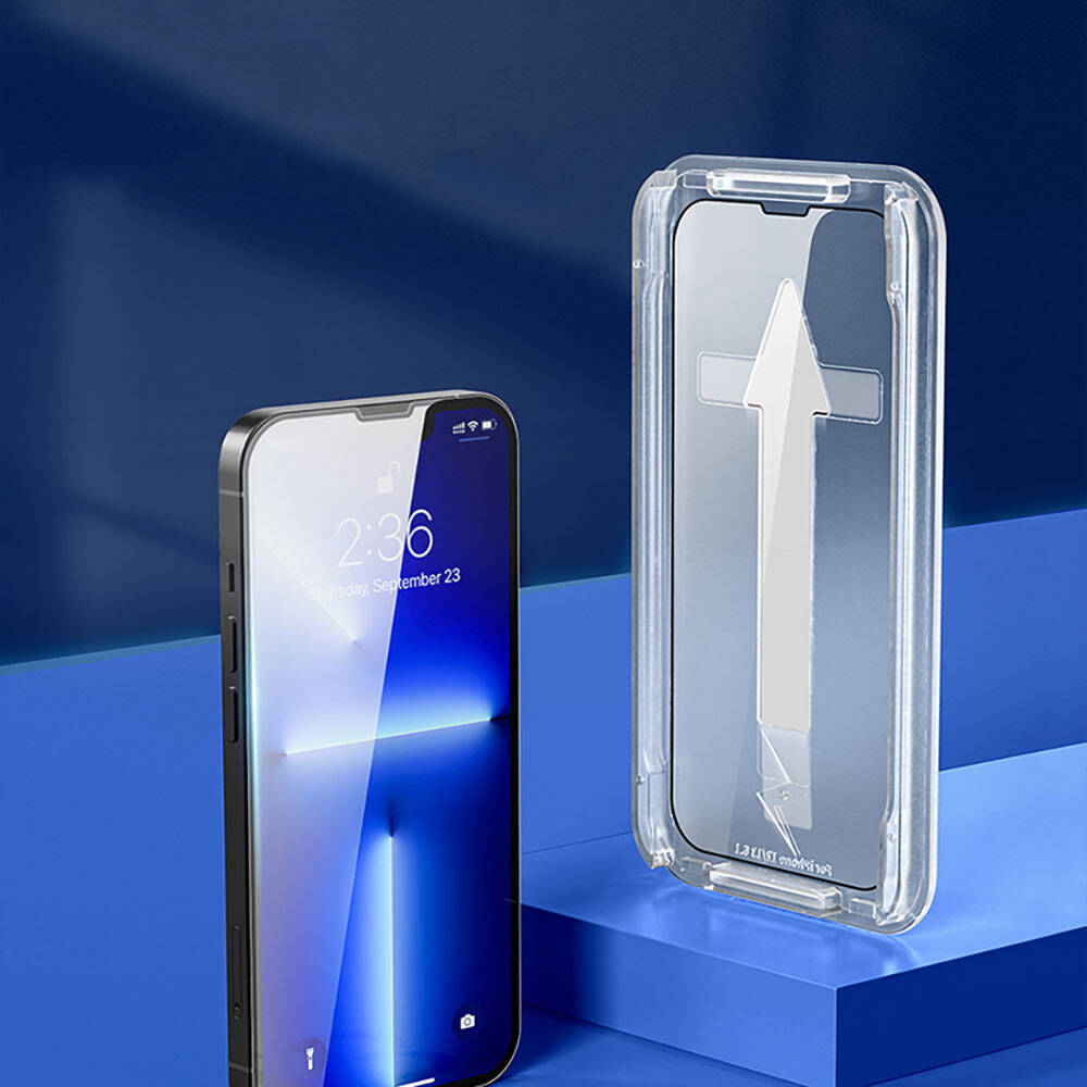 iPhone 13 Pro Max Recci RSP-A11 HD Temperli Cam Ekran Koruyucu + Kolay Uygulama Aparatlı Siyah