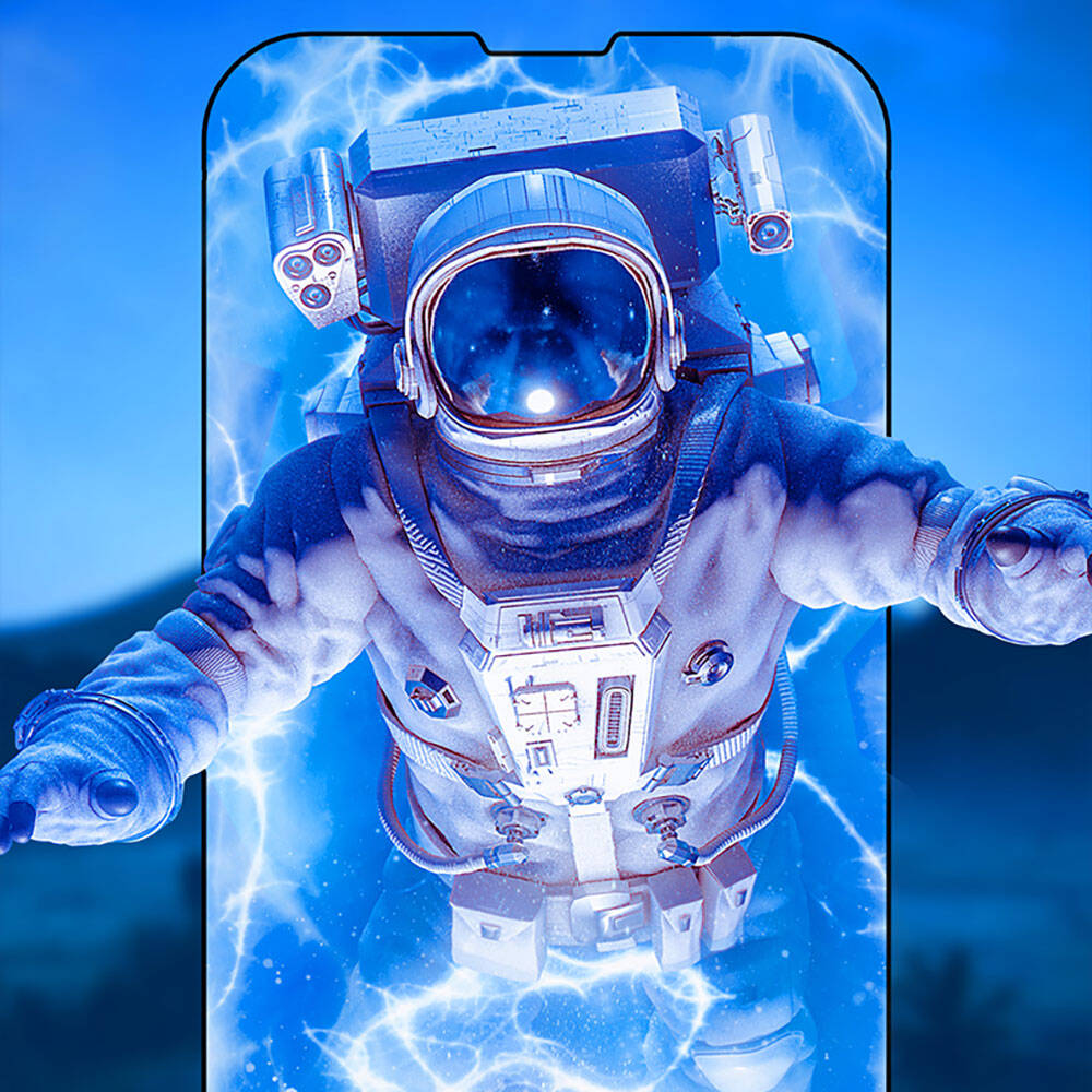 iPhone 13 Pro Max Recci RSP-A11 HD Temperli Cam Ekran Koruyucu + Kolay Uygulama Aparatlı Siyah