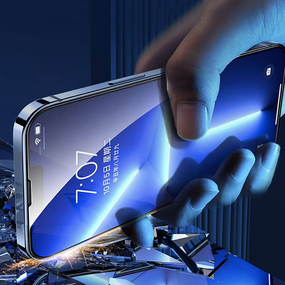 iPhone 13 Pro Max Recci RSP-A11 HD Temperli Cam Ekran Koruyucu + Kolay Uygulama Aparatlı Siyah