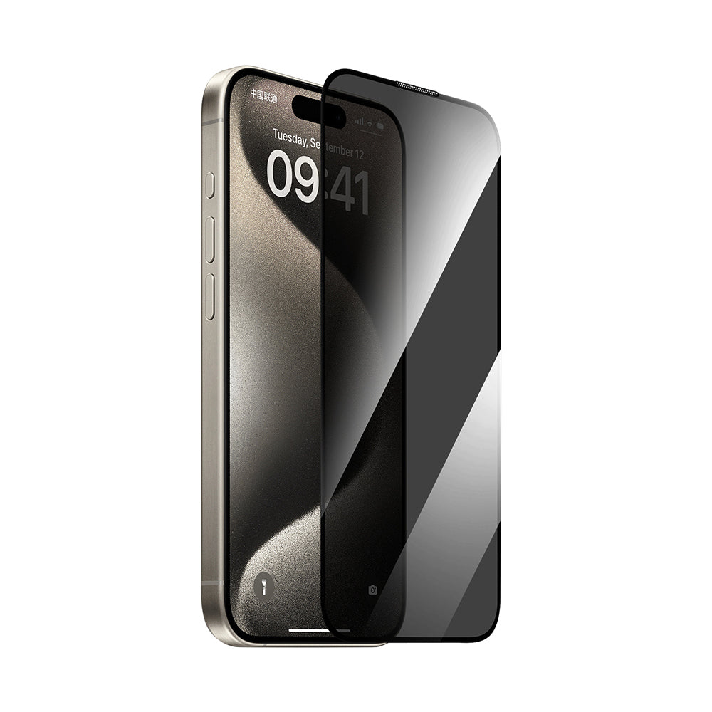 Apple iPhone 13 Pro Max Wiwu GT-011 Anti-Bakteriyel Özellikli Polimer Oleofobik Kaplama Temperli Privacy Cam Ekran Koruyucu Siyah