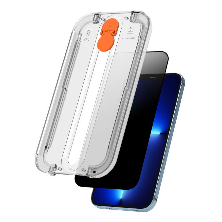 iPhone 13 Pro Wiwu Easy İnstall iPrivacy Temperli Ekran Koruyucu Siyah