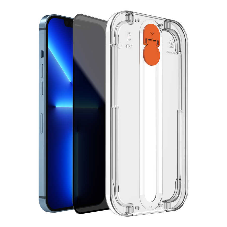 iPhone 13 Pro Wiwu Easy İnstall iPrivacy Temperli Ekran Koruyucu Siyah