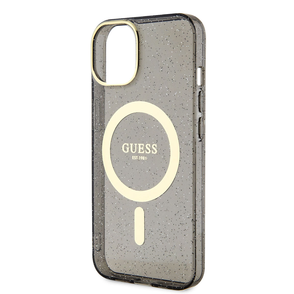 Apple iPhone 14 Kılıf GUESS Magsafe Şarj Özellikli Glitter Kapak Siyah