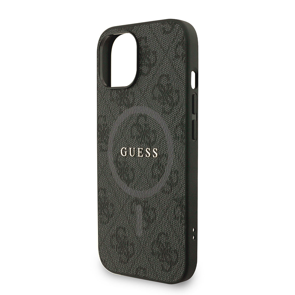 Apple iPhone 14 Kılıf Guess Orjinal Lisanslı M-safe Şarj Özellikli PU Deri Bilek Askı İpli Yazı Logolu Kapak Pembe