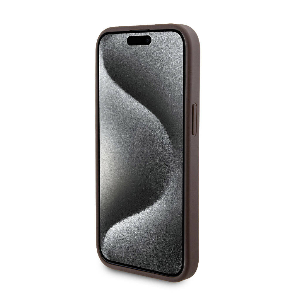 Apple iPhone 14 Kılıf Guess Orjinal Lisanslı Magsafe Şarj Özellikli Yazı Logolu 4G Desenli Kapak + Powerbank 5000mAh 2in1 Set Kahverengi