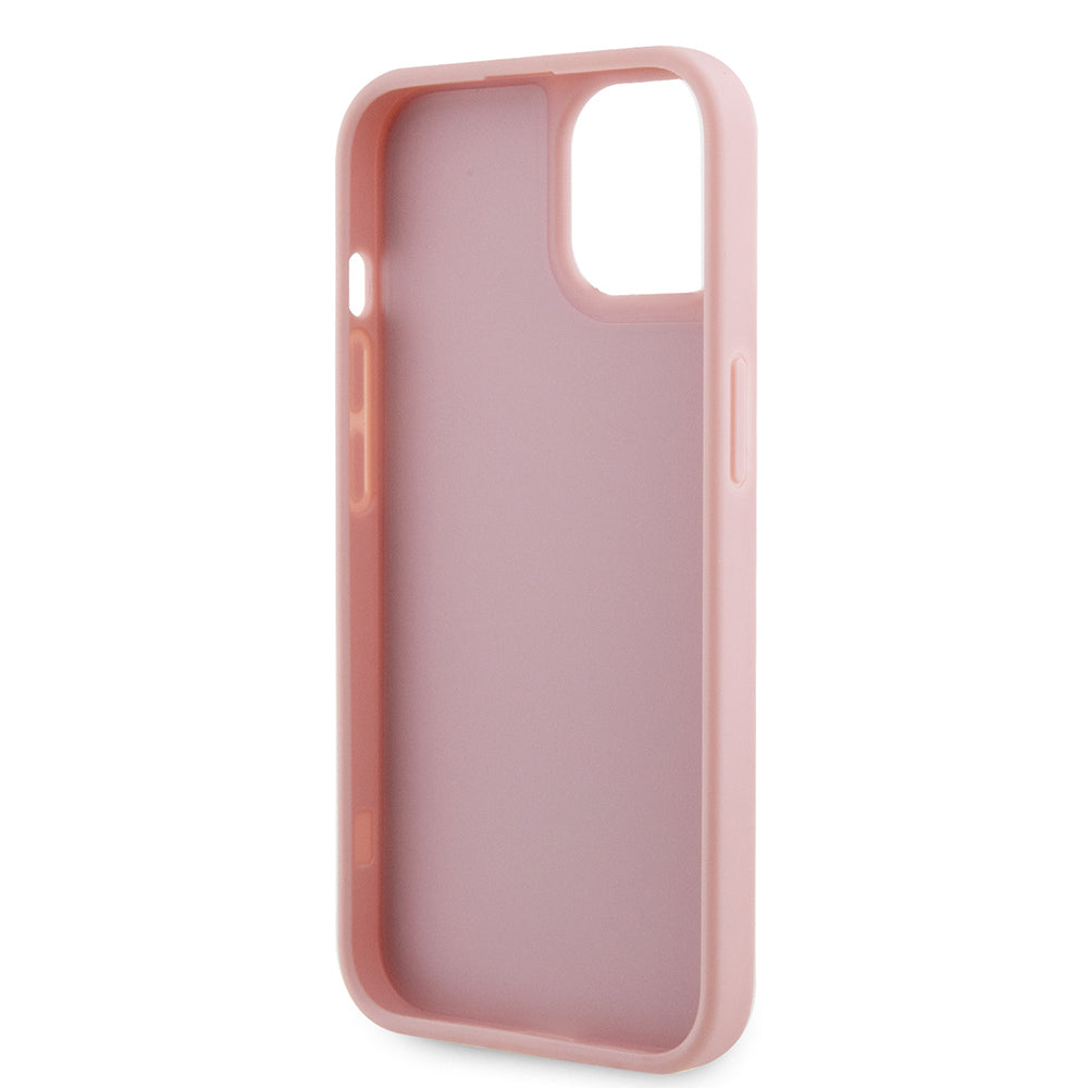 Apple iPhone 14 Kılıf Guess Orjinal Lisanslı Taşlı Arka Yüzey Üçgen Logolu Kapak Pembe