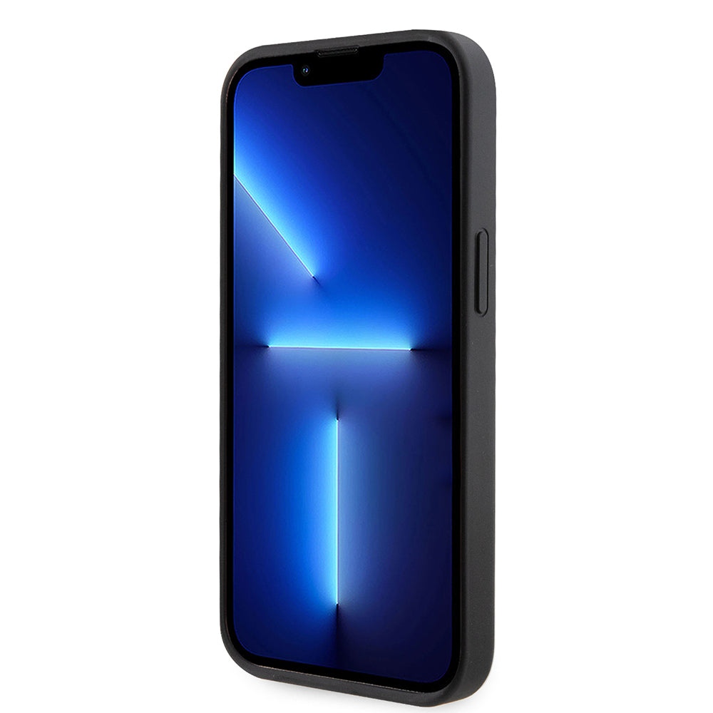Apple iPhone 14 Kılıf Guess Orjinal Lisanslı Taşlı Arka Yüzey Üçgen Logolu Kapak Pembe