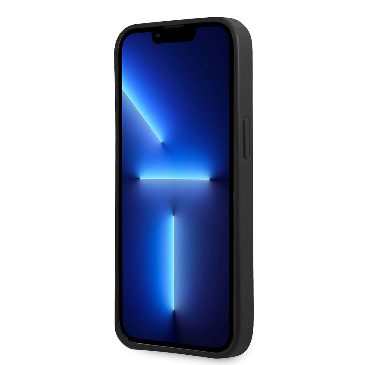 Apple iPhone 14 Kılıf GUESS PU Safran Deri Üçgen Logo Dizayn Kapak Siyah