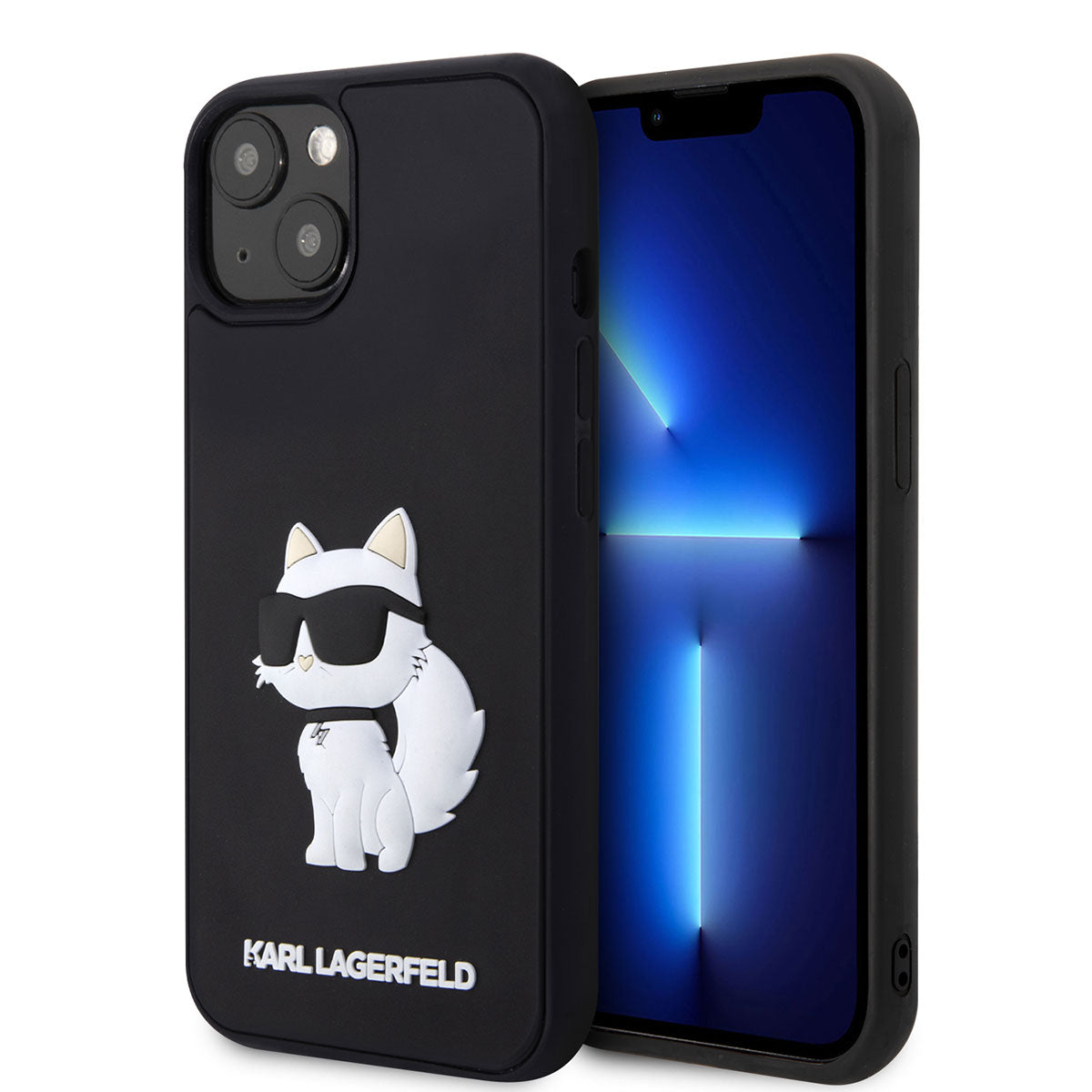 iPhone 14 Kılıf Karl Lagerfeld 3D Rubber Choupette Dizayn Kılıf Siyah