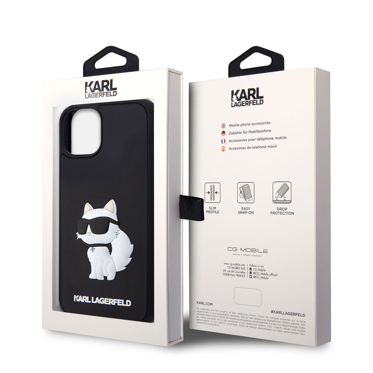 iPhone 14 Kılıf Karl Lagerfeld 3D Rubber Choupette Dizayn Kılıf Siyah