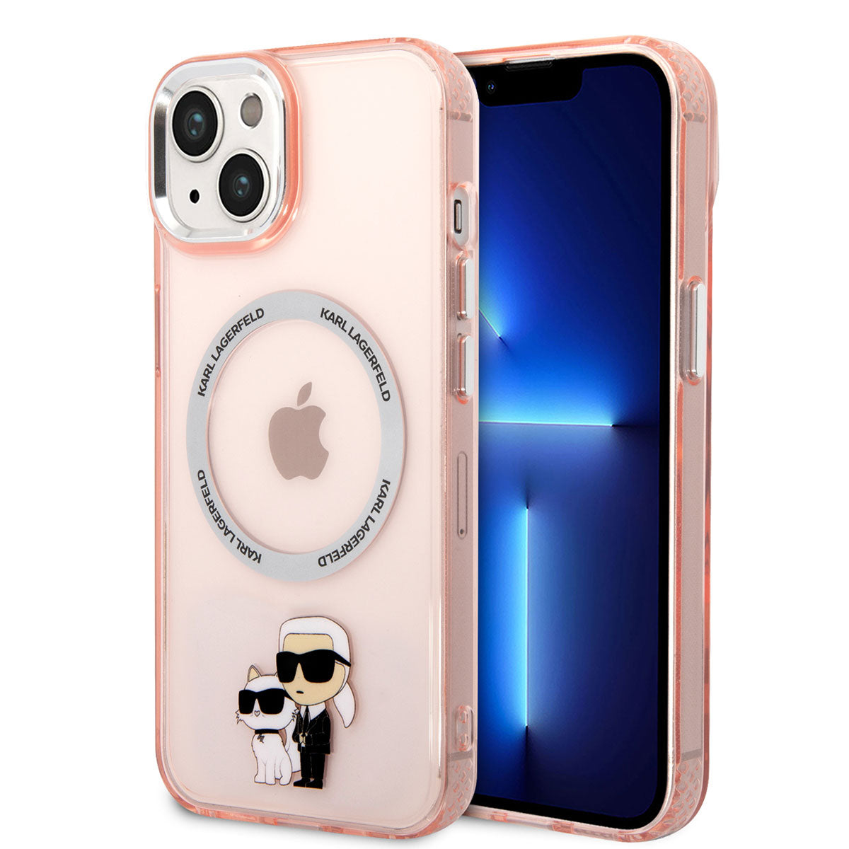 iPhone 14 Kılıf Karl Lagerfeld Magsafe Şarj Özellikli K&C Dizayn Kılıf Pembe