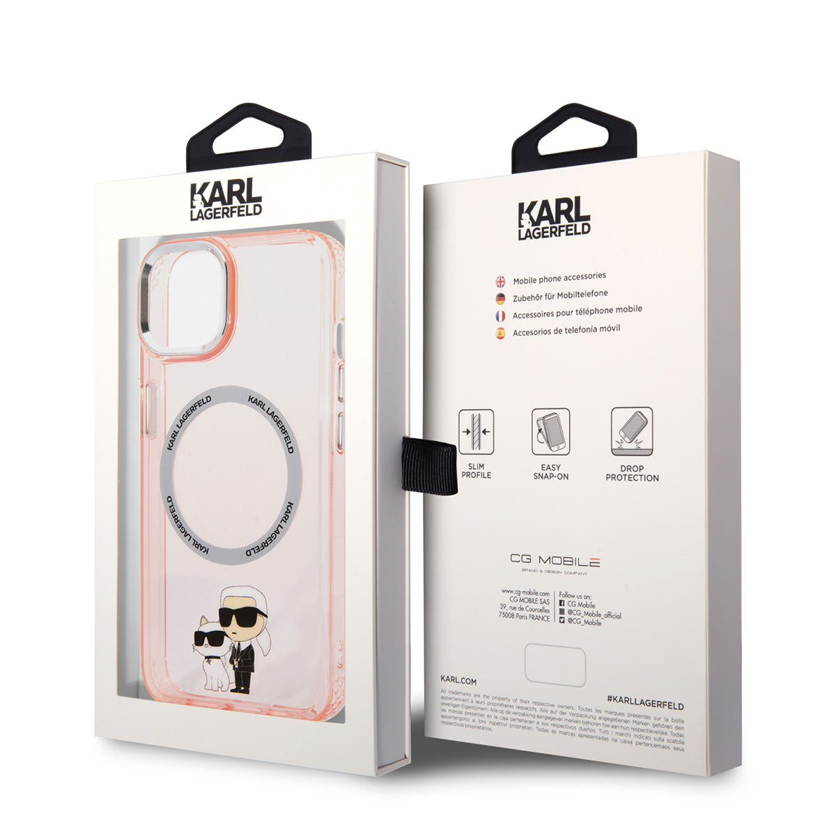 iPhone 14 Kılıf Karl Lagerfeld Magsafe Şarj Özellikli K&C Dizayn Kılıf Pembe