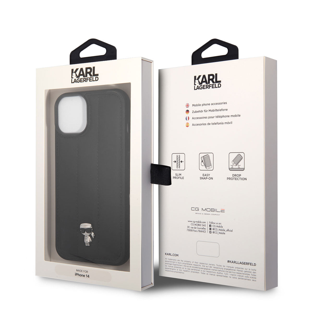 iPhone 14 Kılıf Karl Lagerfeld Nylon Puffy Airbag Karl Dizayn Kılıf Siyah
