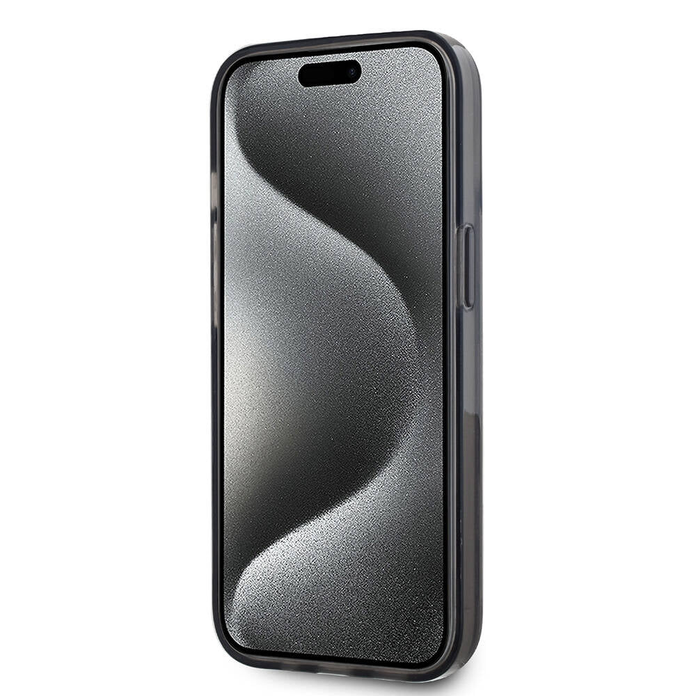 iPhone 14 Kılıf Karl Lagerfeld Orjinal Lisanslı Simli KL Yazılı Monogram Gradıent Kılıf Siyah