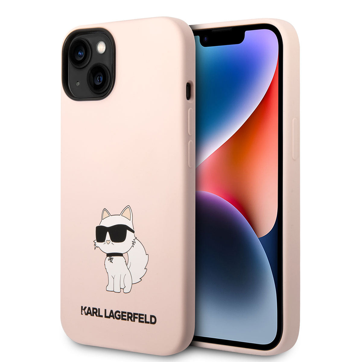 iPhone 14 Kılıf Karl Lagerfeld Silikon Choupette Dizayn Kılıf Pembe