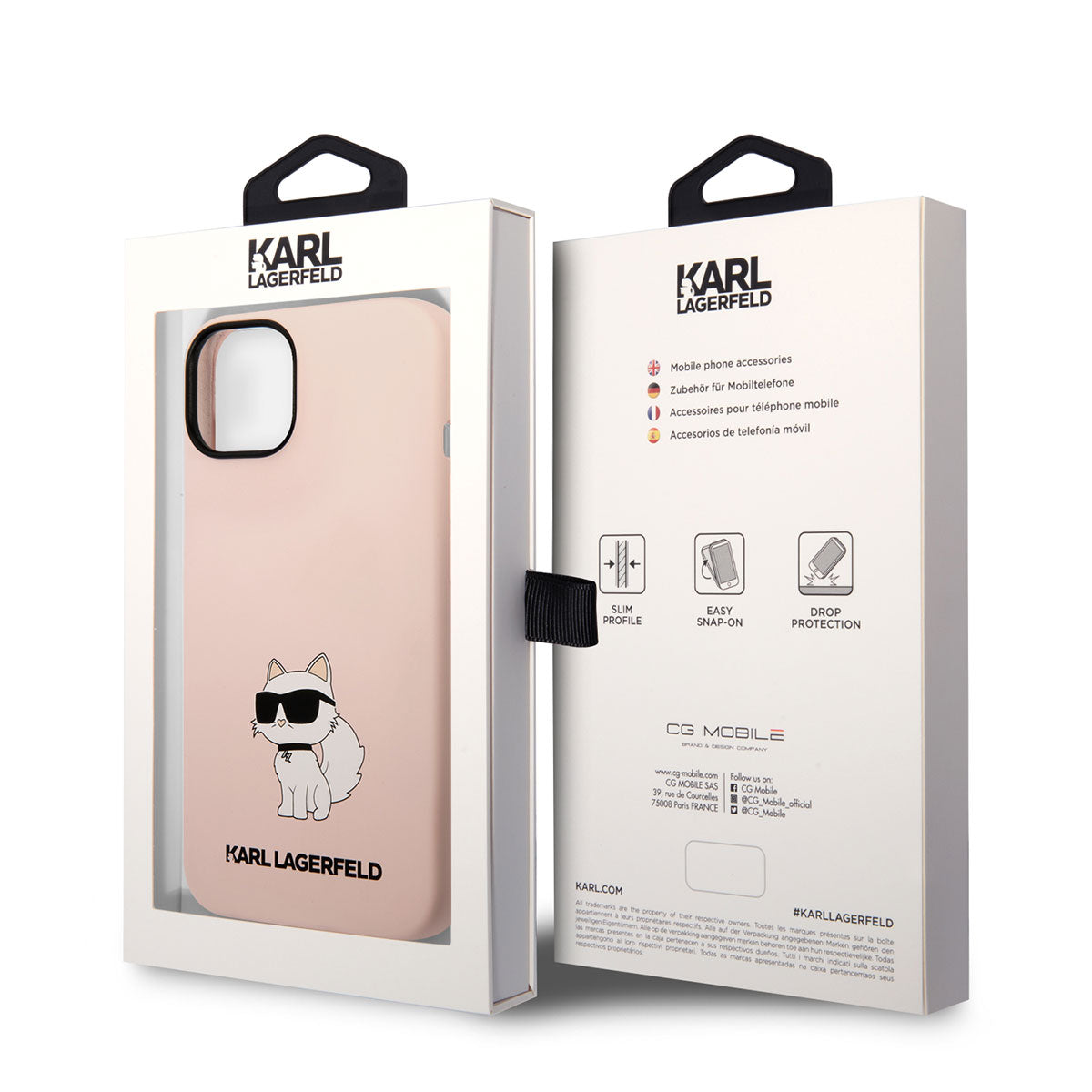 iPhone 14 Kılıf Karl Lagerfeld Silikon Choupette Dizayn Kılıf Pembe
