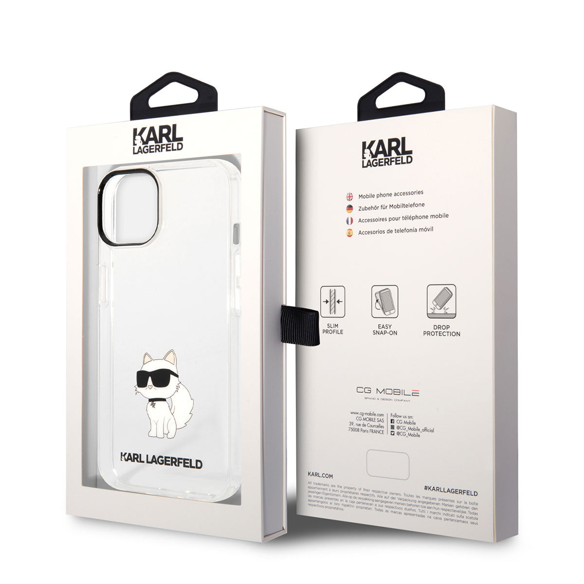 iPhone 14 Kılıf Karl Lagerfeld Transparan Choupette Dizayn Kılıf Renksiz