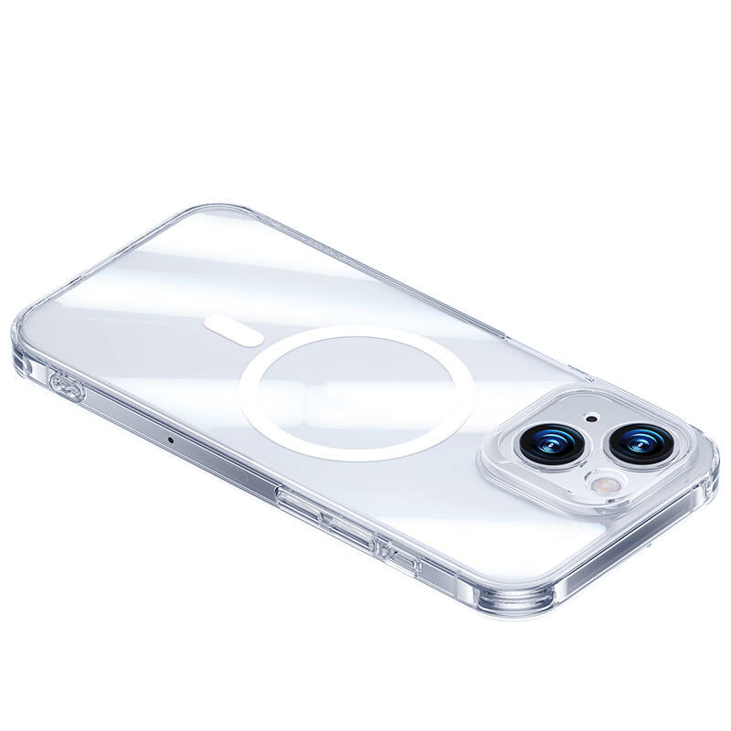 iPhone 14 Kılıf Magsafe Şarj Özellikli Benks Magnetic Shiny Glass Serisi Kılıf Renksiz