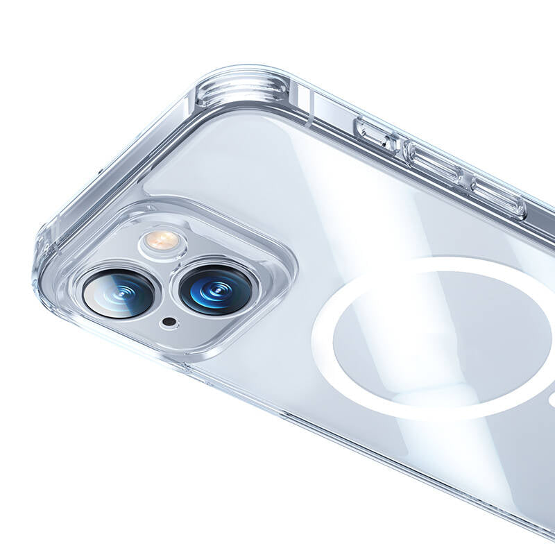 iPhone 14 Kılıf Magsafe Şarj Özellikli Benks Magnetic Shiny Glass Serisi Kılıf Renksiz
