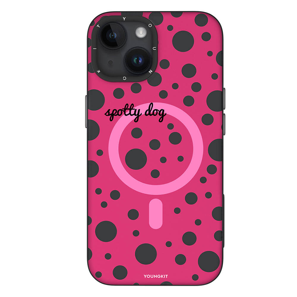 iPhone Magsafe Şarj Özellikli Polka Dot Desenli Youngkit Spots Serisi Kapak Beyaz- Product vendor