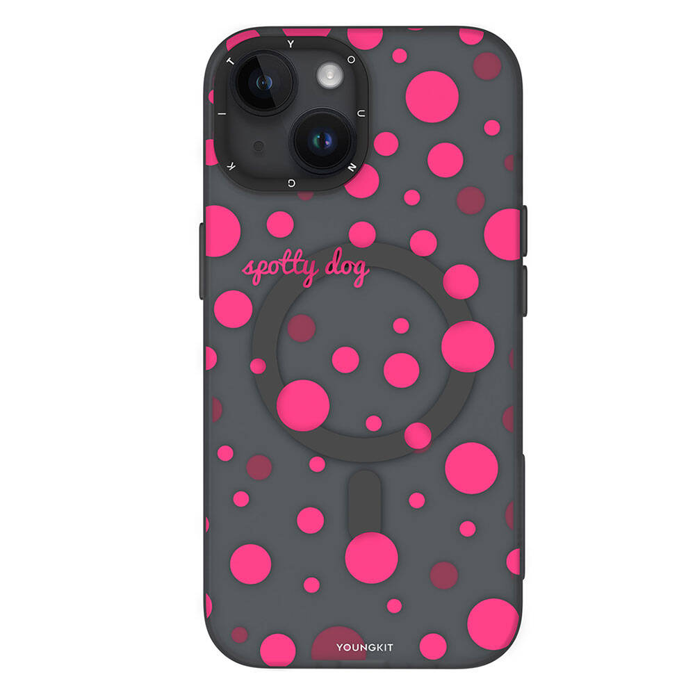 iPhone Magsafe Şarj Özellikli Polka Dot Desenli Youngkit Spots Serisi Kapak Beyaz- Product vendor