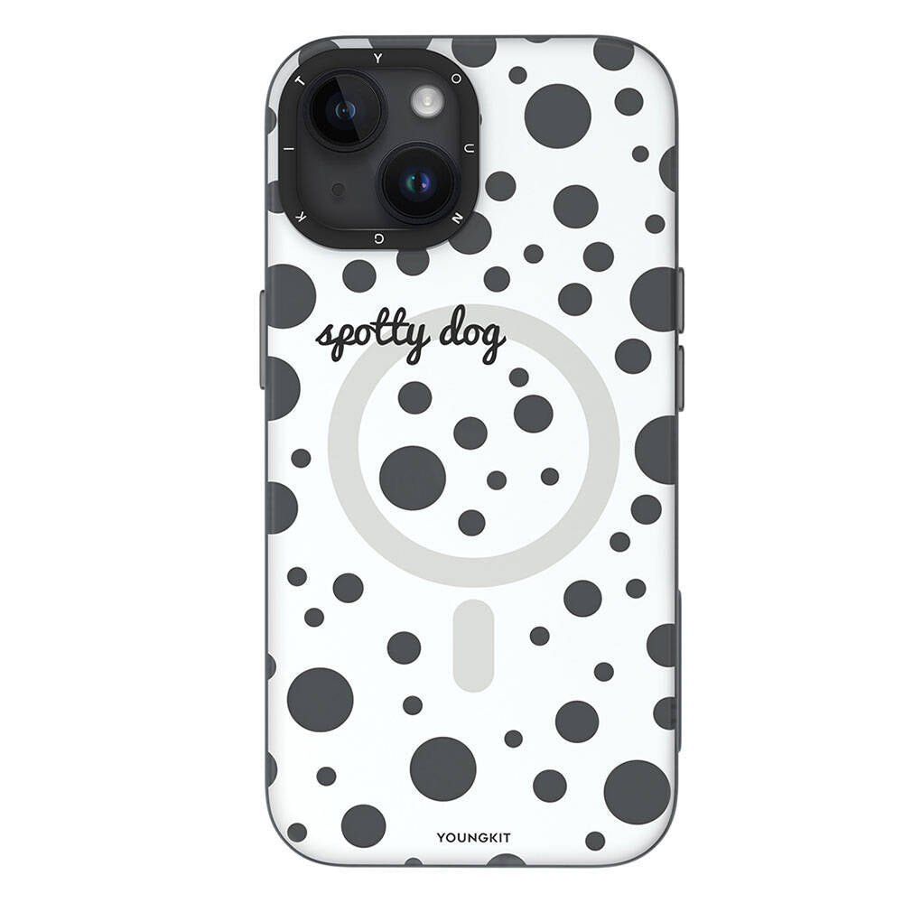 iPhone Magsafe Şarj Özellikli Polka Dot Desenli Youngkit Spots Serisi Kapak Beyaz- Product vendor