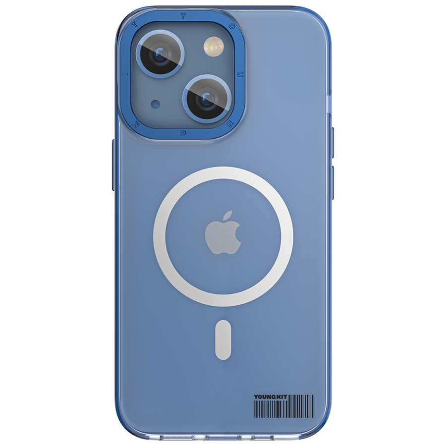 iPhone 14 Kılıf Magsafe Şarj Özellikli Youngkit Coloured Glaze Serisi Kılıf Siyah
