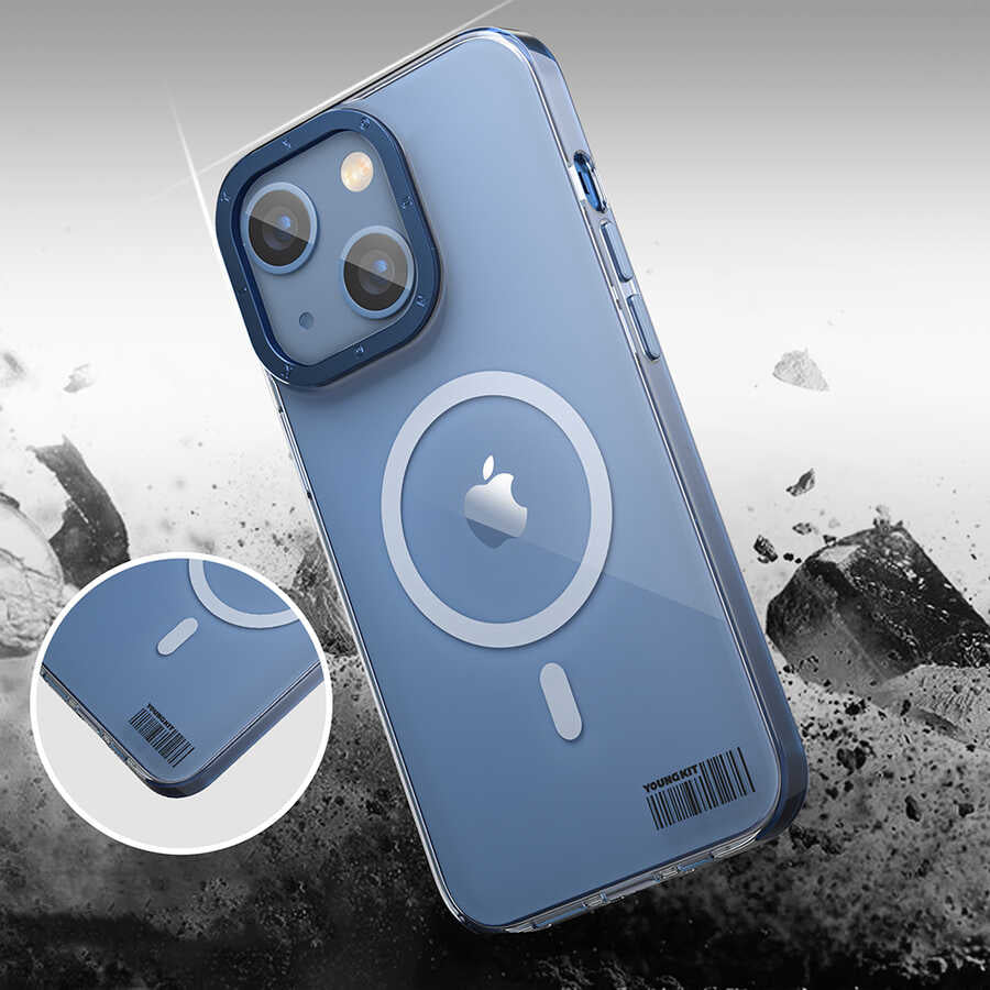 iPhone 14 Kılıf Magsafe Şarj Özellikli Youngkit Coloured Glaze Serisi Kılıf Siyah