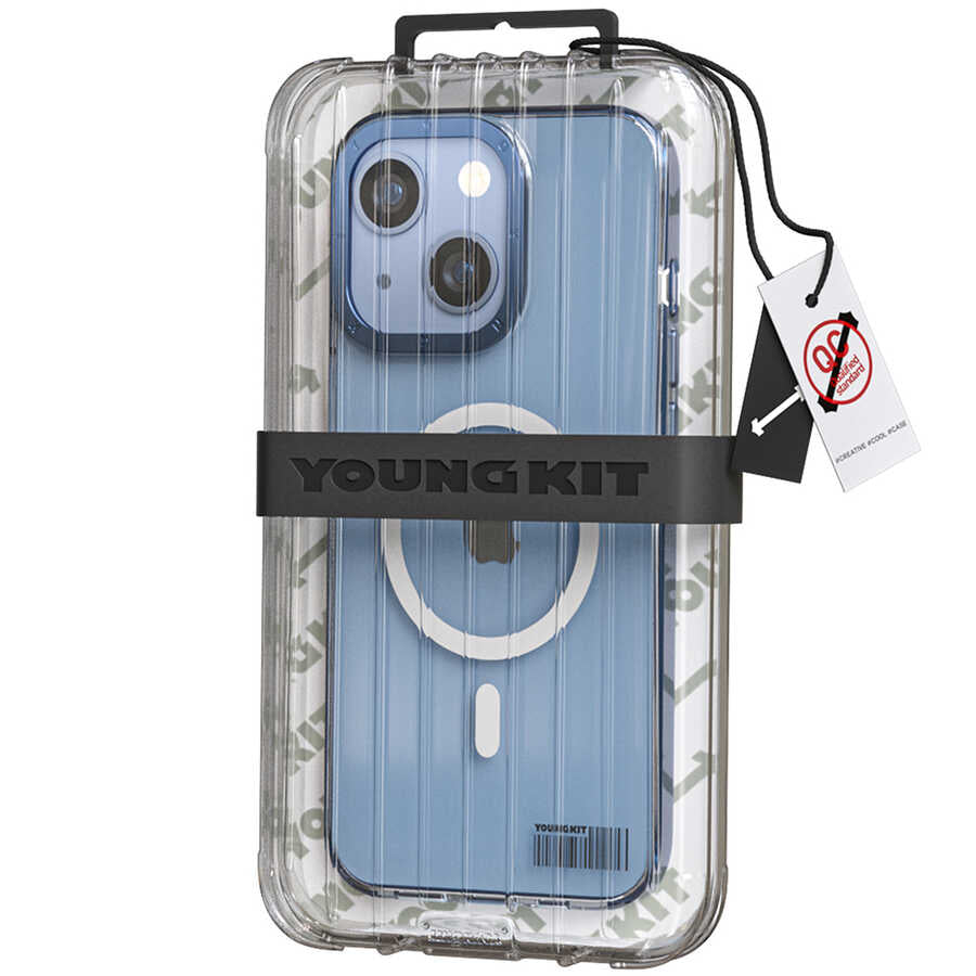 iPhone 14 Kılıf Magsafe Şarj Özellikli Youngkit Coloured Glaze Serisi Kılıf Siyah