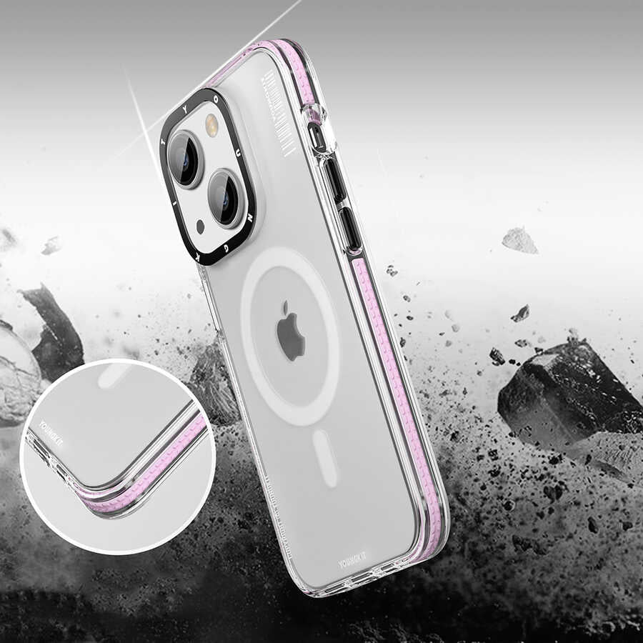 iPhone 14 Kılıf Magsafe Şarj Özellikli Youngkit Jane Sand Serisi Kılıf Derin Mor