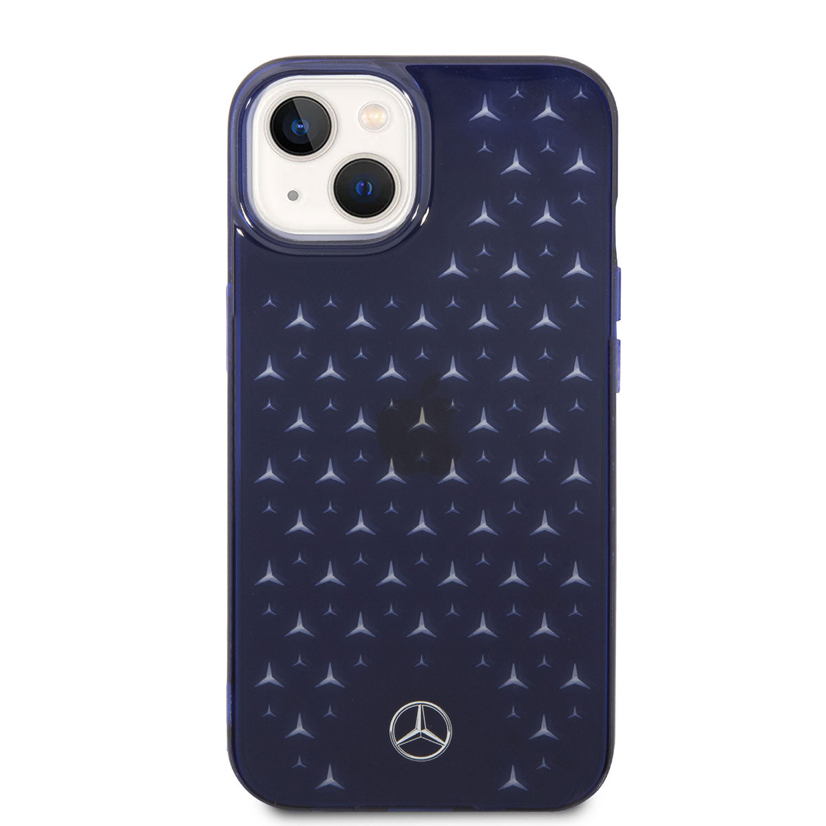 iPhone 14 Kılıf Mercedes Benz Transparan Yıldızlı Dizayn Kılıf Mavi