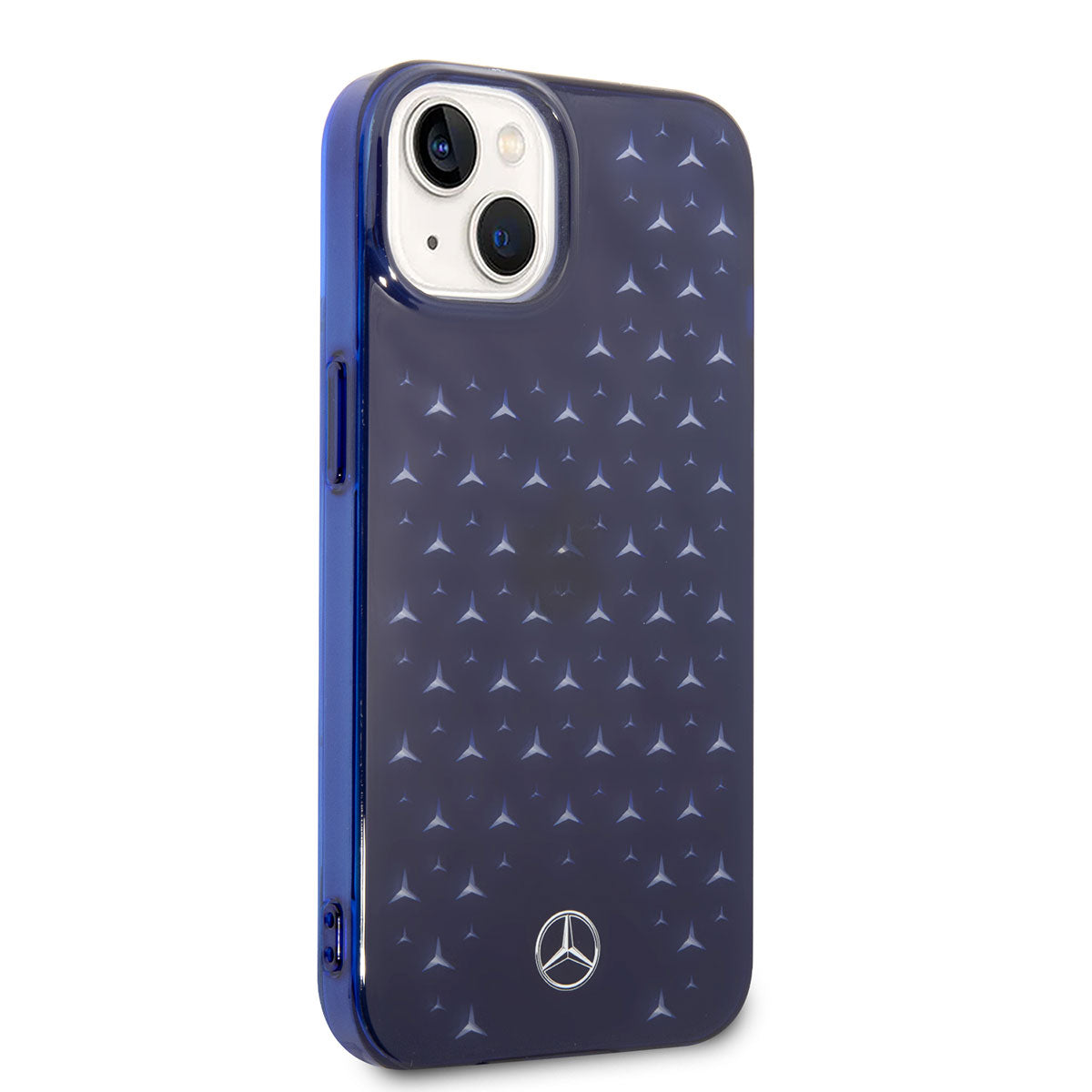 iPhone 14 Kılıf Mercedes Benz Transparan Yıldızlı Dizayn Kılıf Mavi